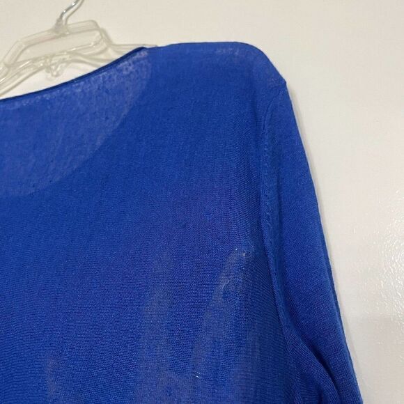 EILEEN FISHER blue lightweight linen blend pullover sweater size small - Picture 5 of 7